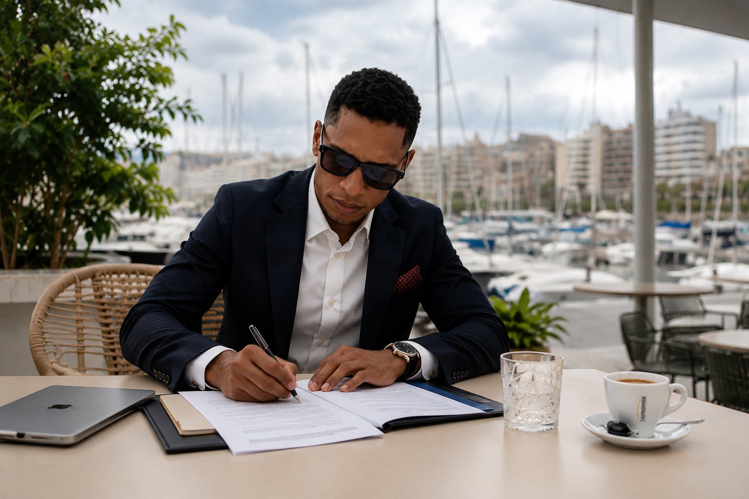 Maykel Gala firmando operación en el puerto de Palma